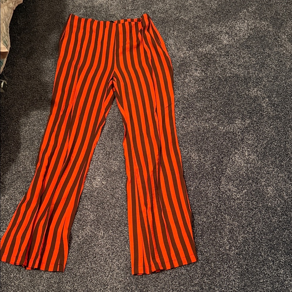 Vici Red and Black Striped Flare Pants